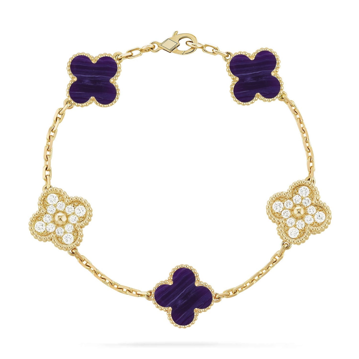 [Am jewelry]CLOVER 5 MOTIF PURPLE STRIPES BRACELET COLLECTION