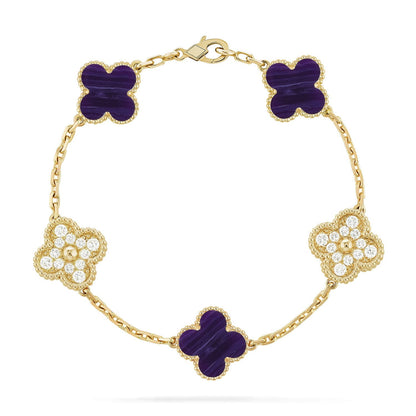 [Am jewelry]CLOVER 5 MOTIF PURPLE STRIPES BRACELET COLLECTION