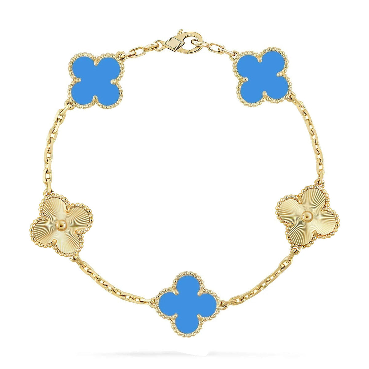 [Am jewelry] CLOVER 5 MOTIF BLUE AGATE BRACELET COLLECTION