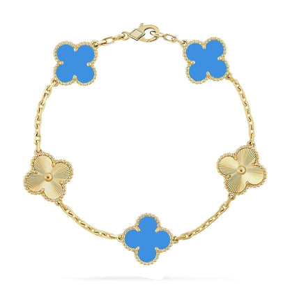 [Am jewelry] CLOVER 5 MOTIF BLUE AGATE BRACELET COLLECTION