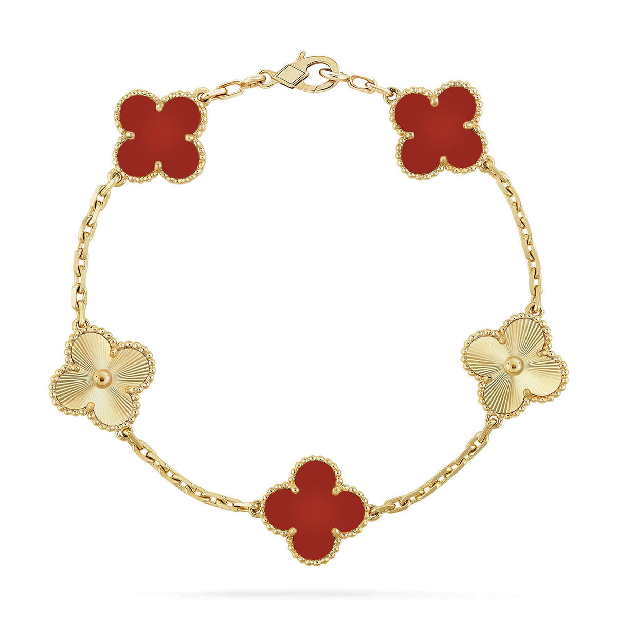 [Am jewelry] CLOVER 5 MOTIF RED CORNELIAN BRACELET COLLECTION