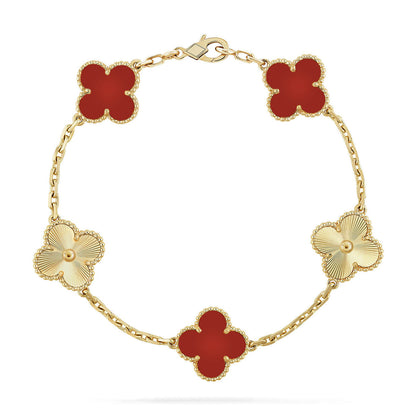 [Am jewelry] CLOVER 5 MOTIF RED CORNELIAN BRACELET COLLECTION
