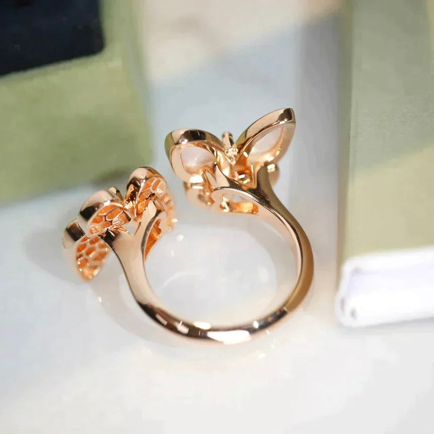 [Am jewelry]TWIN BUTTERFLY DIAMOND MOP RING