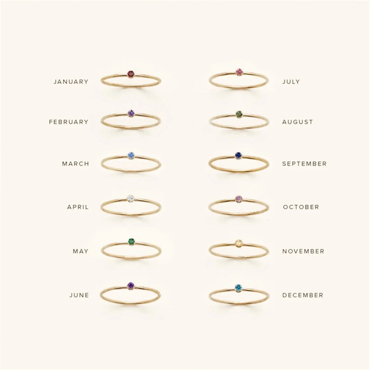 [AM Jewels]Amelia Birthstone Stacker Ring