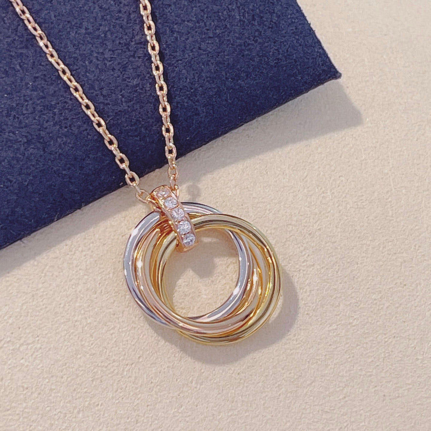 [Am jewelry]TRINITY NECKLACE GOLD  DIAMONDS