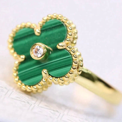 [Am jewelry]CLOVER MALACHITE RING GOLD DIAMOND