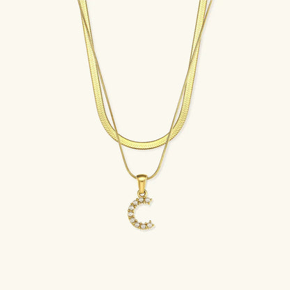 [AM Jewels]Fiona Layered Gold Initial Letter Necklace