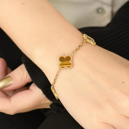 [Am jewelry] CLOVER 5 MOTIFS TIGER EYE BRACELET COLLECTION