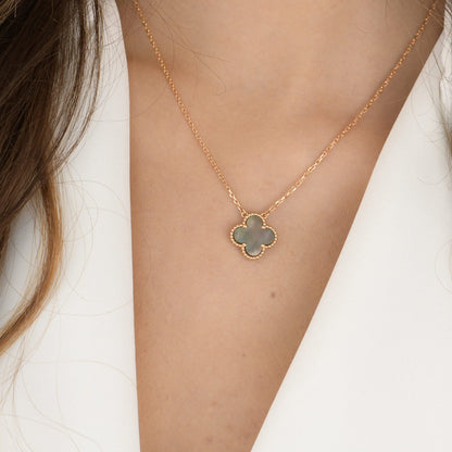 [Am jewelry]CLOVER 15MM  GRAY MOTHER OF PEARL NECKLACE