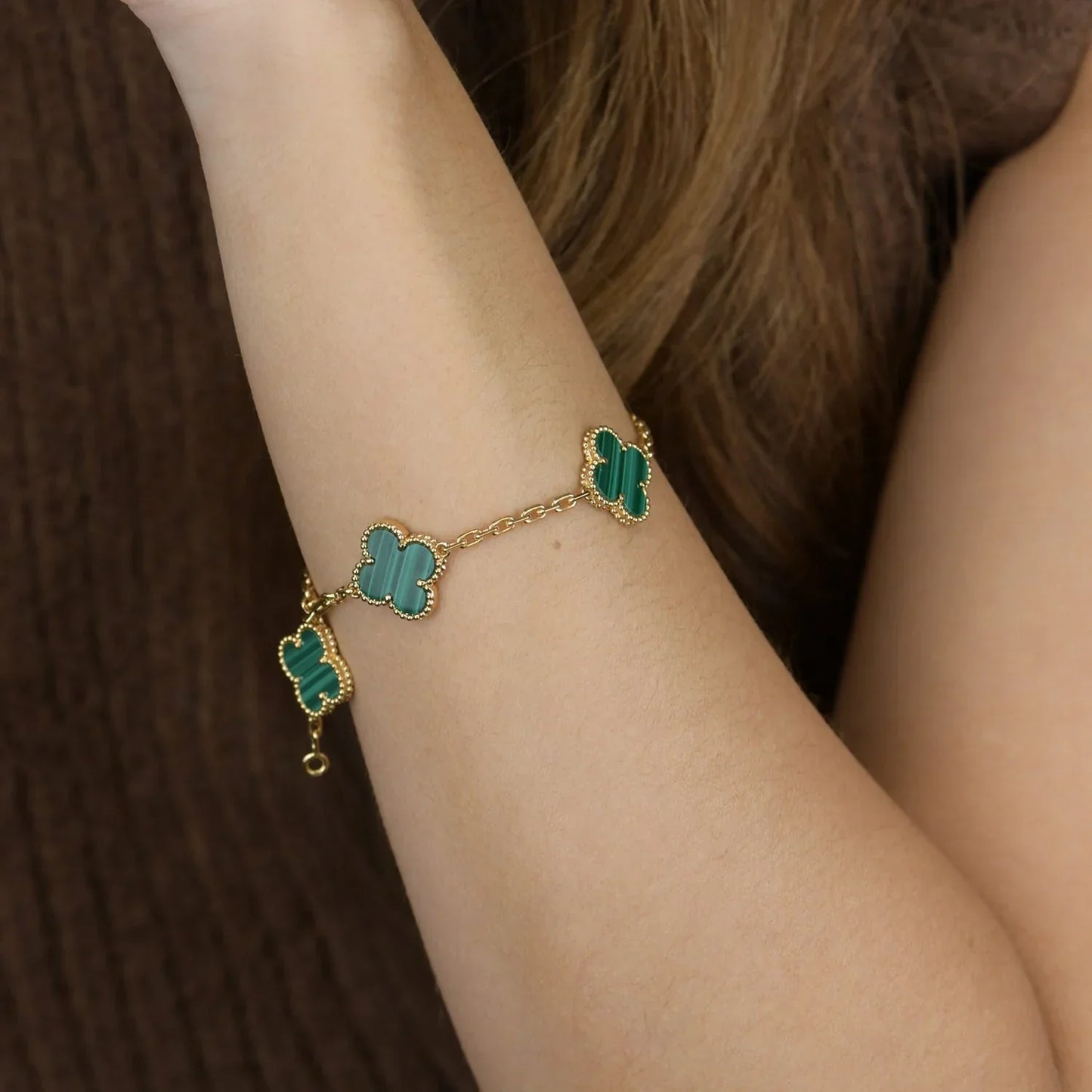 [Am jewelry] CLOVER 5 MOTIF MALACHITE BRACELET COLLECTION