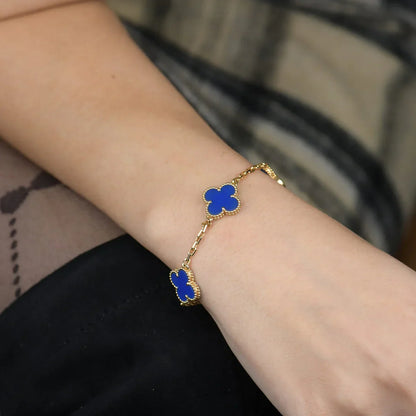 [Am jewelry] CLOVER 5 MOTIF BLUE AGATE BRACELET COLLECTION