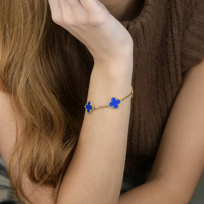 [Am jewelry] CLOVER 5 MOTIF BLUE AGATE BRACELET COLLECTION
