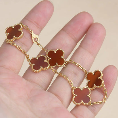 [Am jewelry] CLOVER 5 MOTIF RED CORNELIAN BRACELET COLLECTION