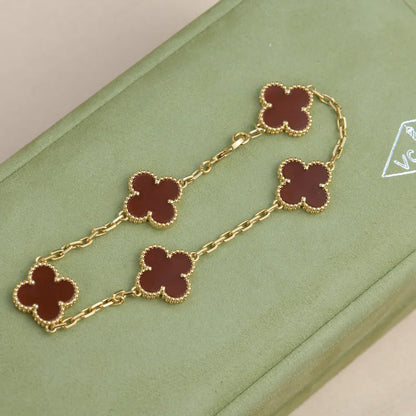 [Am jewelry] CLOVER 5 MOTIF RED CORNELIAN BRACELET COLLECTION