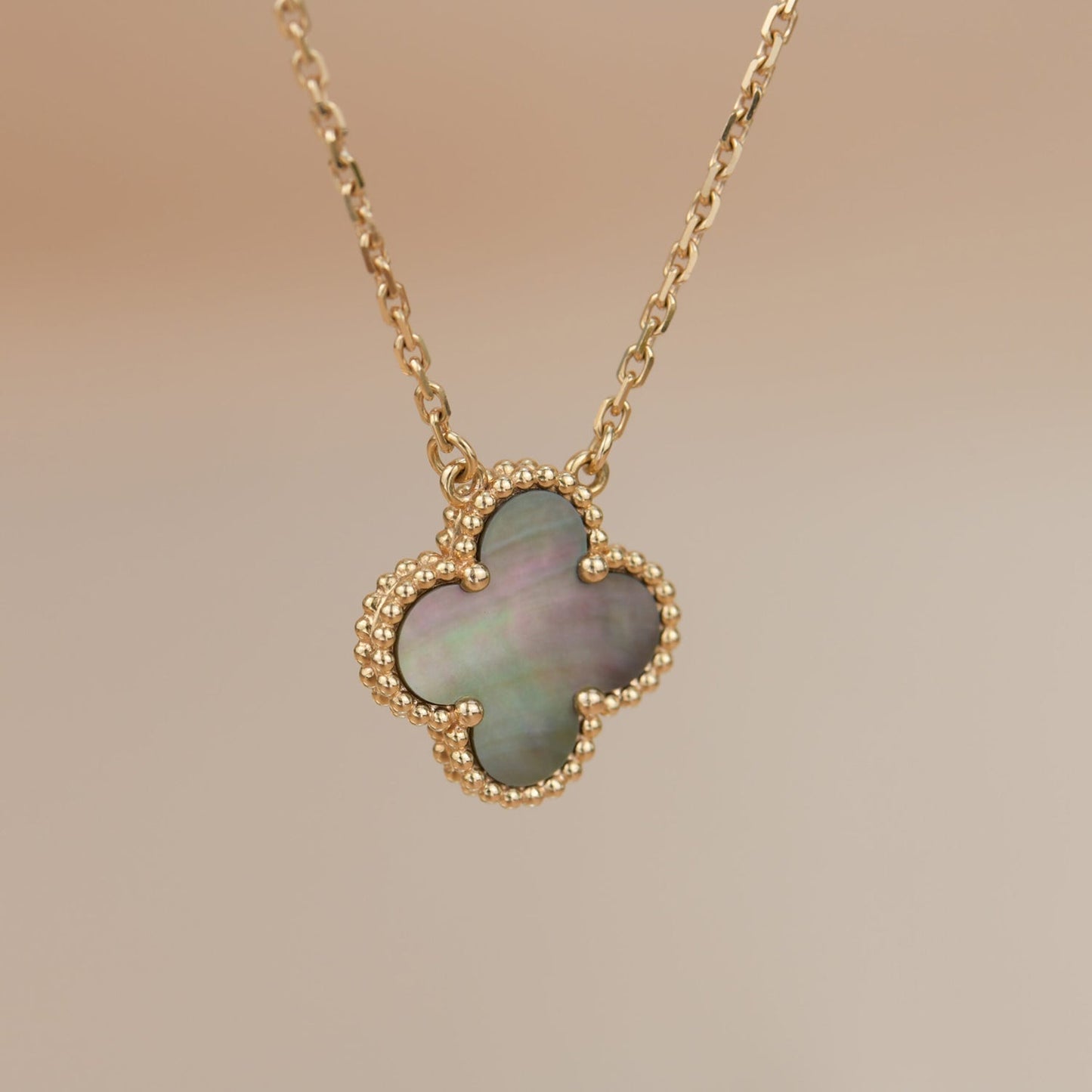[Am jewelry]CLOVER 15MM  GRAY MOTHER OF PEARL NECKLACE