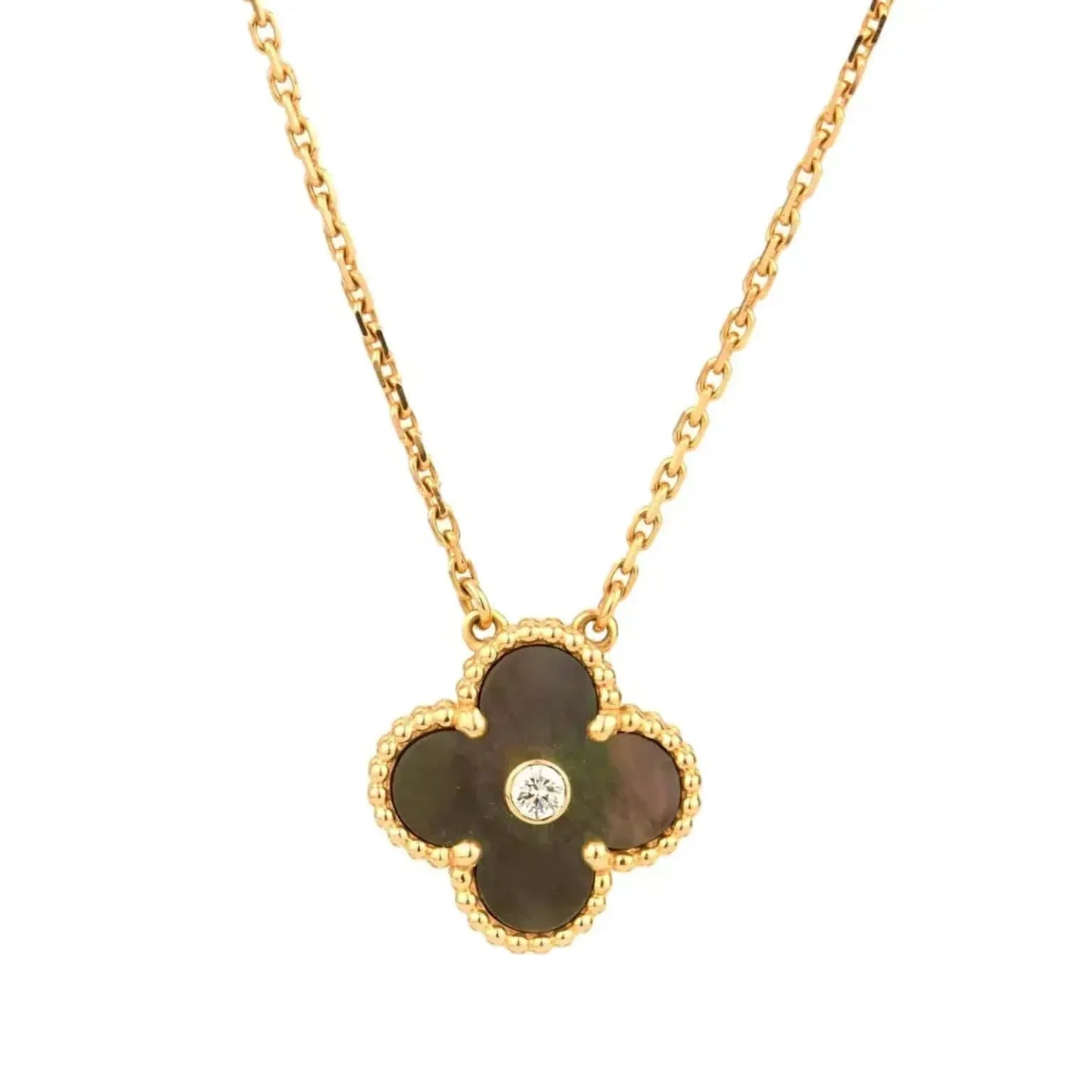 [Am jewelry]CLOVER 15MM DIAMOND AND MOTHER-OF-GREY NECKLACE