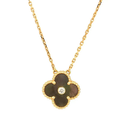 [Am jewelry]CLOVER 15MM DIAMOND AND MOTHER-OF-GREY NECKLACE