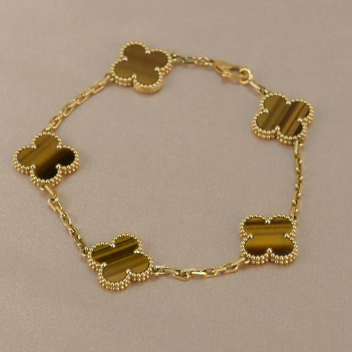 [Am jewelry] CLOVER 5 MOTIFS TIGER EYE BRACELET COLLECTION