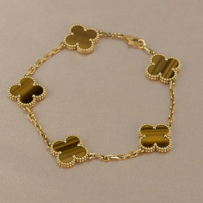 [Am jewelry] CLOVER 5 MOTIFS TIGER EYE BRACELET COLLECTION