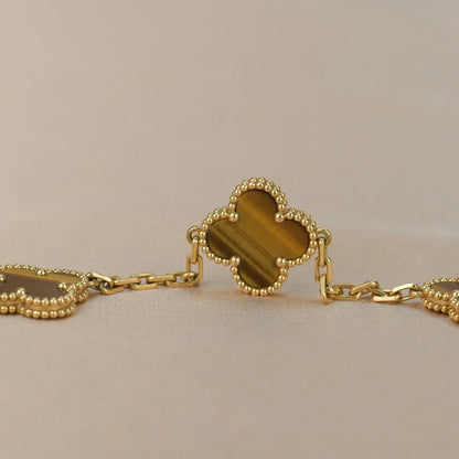 [Am jewelry] CLOVER 5 MOTIFS TIGER EYE BRACELET COLLECTION