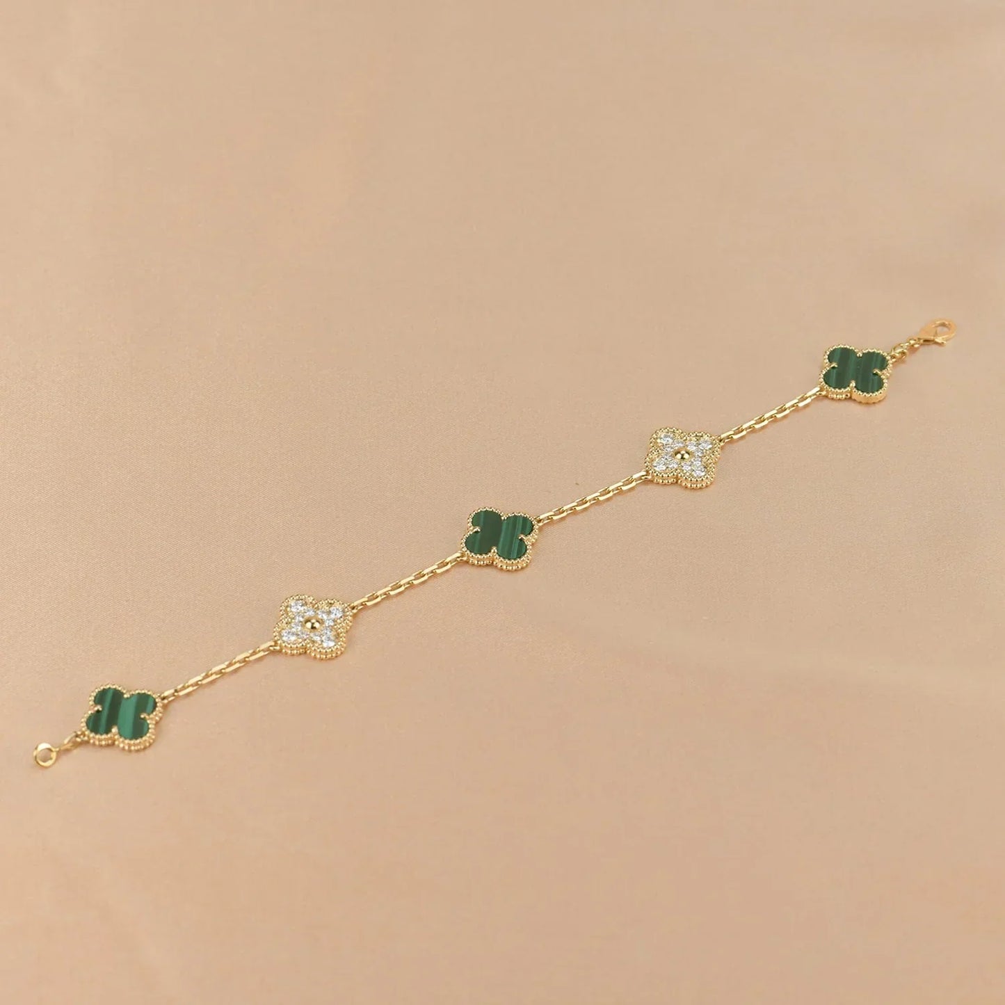 [Am jewelry] CLOVER 5 MOTIF MALACHITE BRACELET COLLECTION