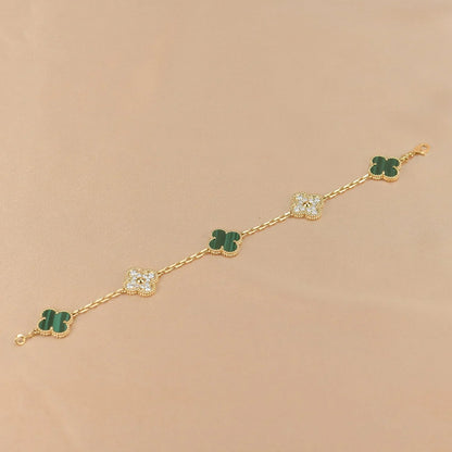 [Am jewelry] CLOVER 5 MOTIF MALACHITE BRACELET COLLECTION