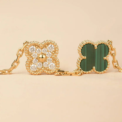 [Am jewelry] CLOVER 5 MOTIF MALACHITE BRACELET COLLECTION