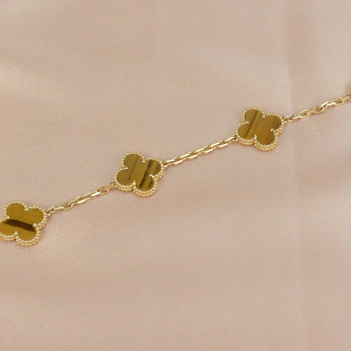 [Am jewelry] CLOVER 5 MOTIFS TIGER EYE BRACELET COLLECTION