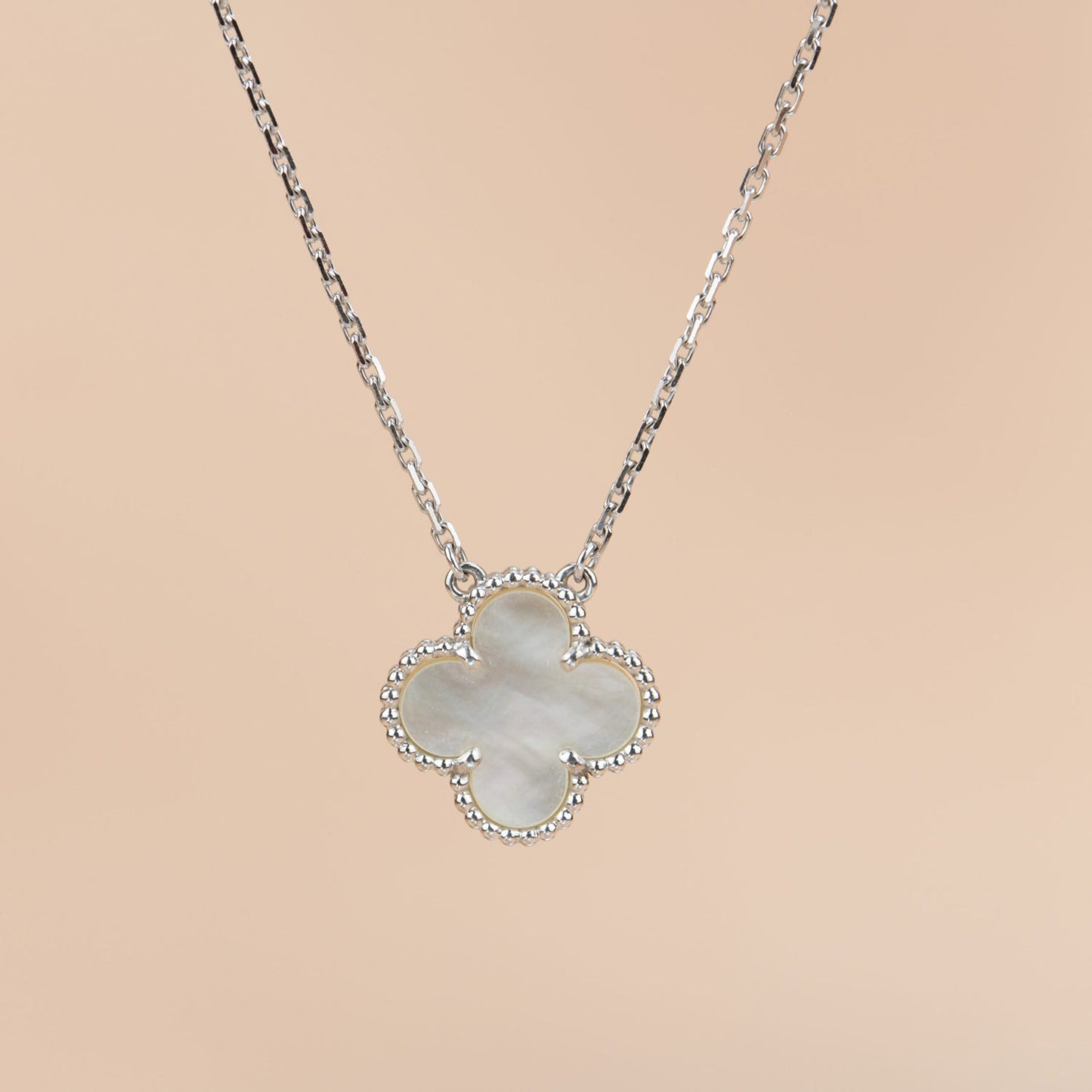 [Am jewelry]CLOVER  15MM WHITE MOTHER-OF-PEARL SILVER