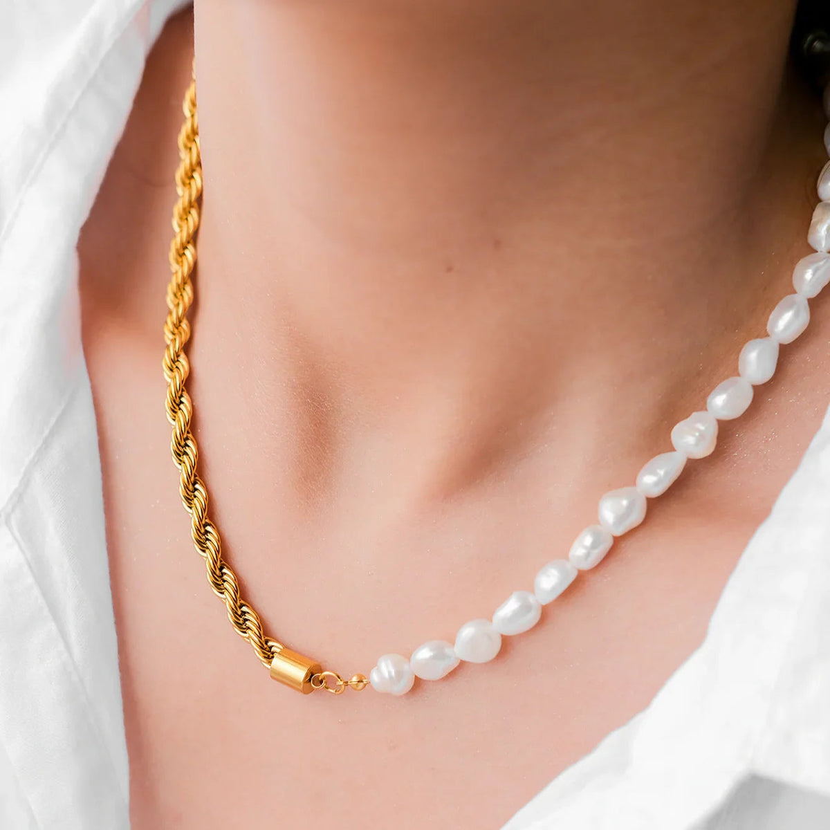 [AM Jewels]Dualia Gold Pearl Necklace