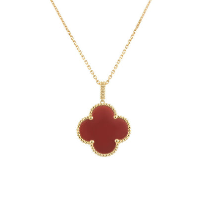 [Am jewelry]CLOVER 25MM NECKLACE GOLD CARNELIAN