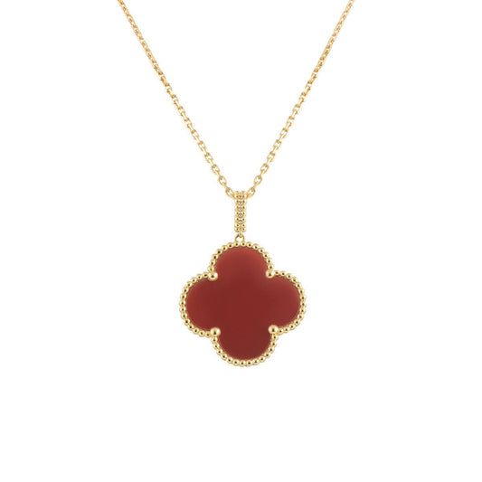 [Am jewelry]CLOVER 25MM NECKLACE GOLD CARNELIAN