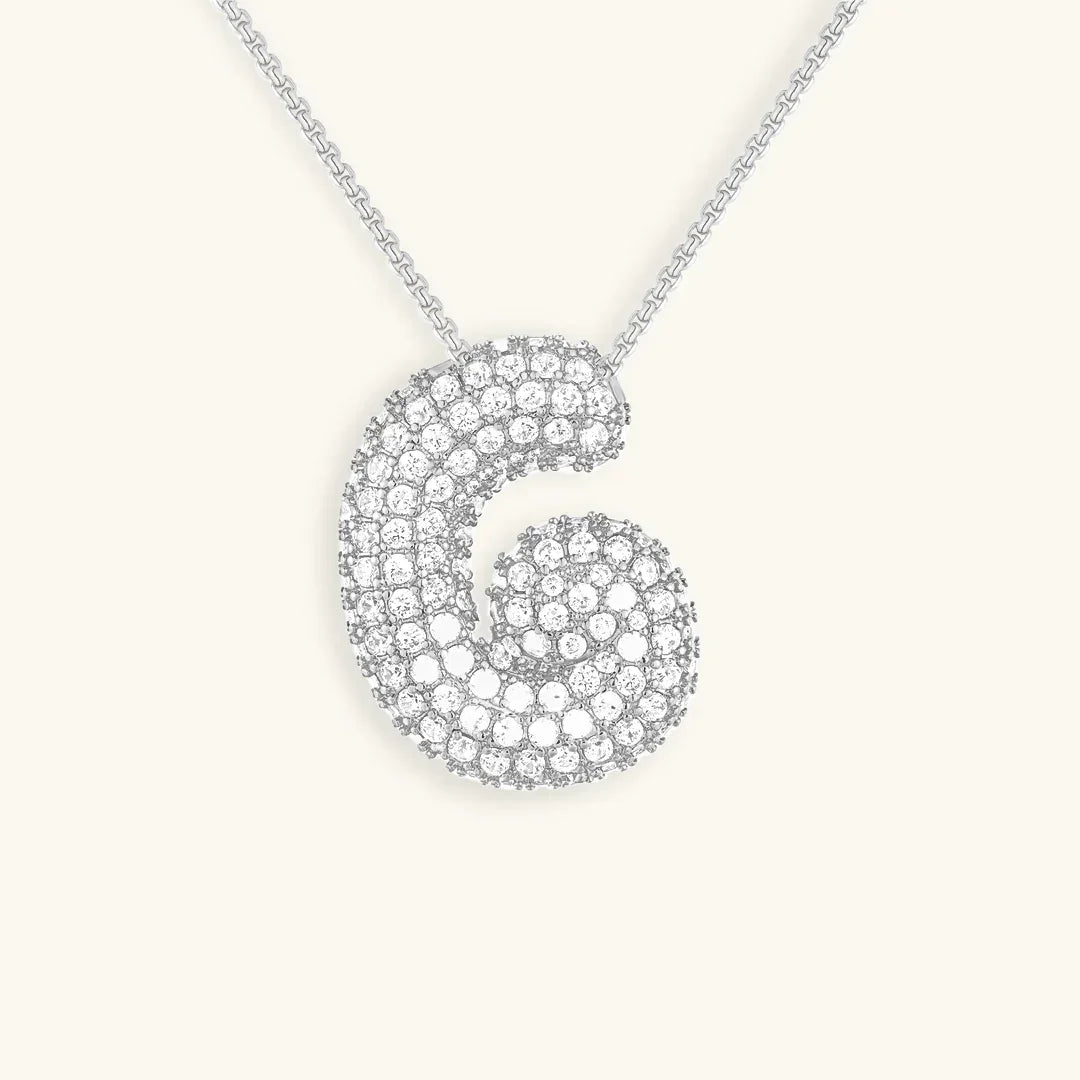 [AM Jewels]Bubble Initial Diamond Necklace