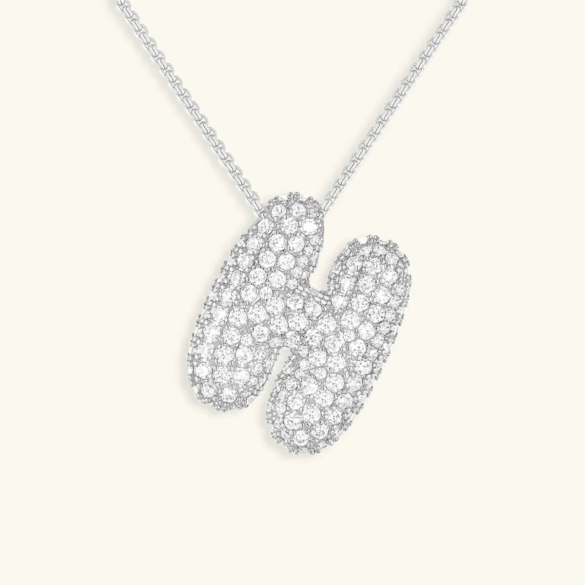 [AM Jewels]Bubble Initial Diamond Necklace