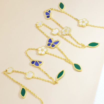 [AM Jewels]LUCKY SPRING BUTTERFLY 15 FLOWER NECKLACE