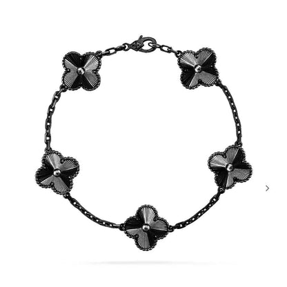 [Am jewelry]CLOVER 5 MOTIF BLACK BRACELET