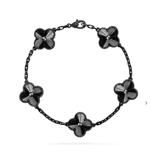 [Am jewelry]CLOVER 5 MOTIF BLACK BRACELET