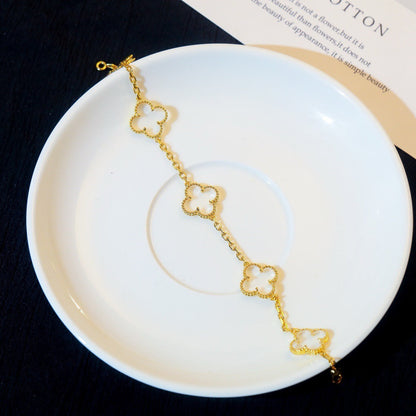 [Am jewelry]CLOVER 5 MOTIF ROCK CRYSTAL BRACELET