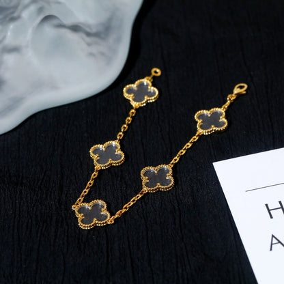 [Am jewelry]CLOVER 5 MOTIF ROCK CRYSTAL BRACELET