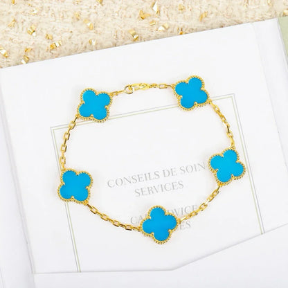 [Am jewelry] CLOVER 5 MOTIF TURQUOISE BRACELET COLLECTION