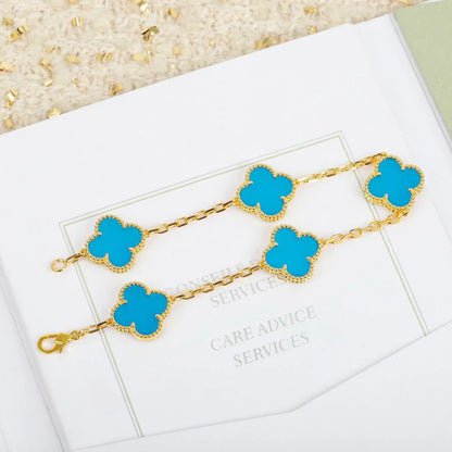 [Am jewelry] CLOVER 5 MOTIF TURQUOISE BRACELET COLLECTION