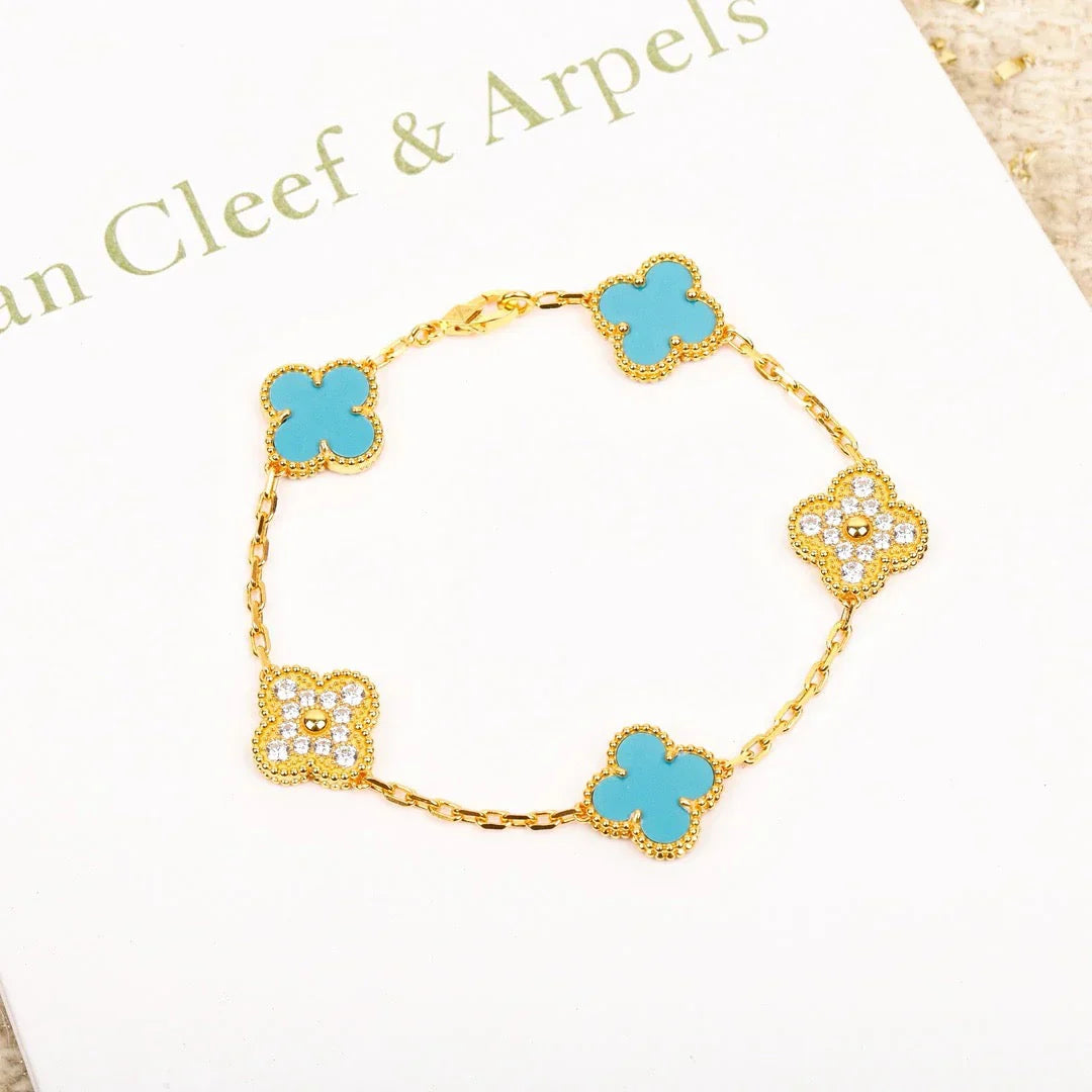 [Am jewelry] CLOVER 5 MOTIF TURQUOISE BRACELET COLLECTION