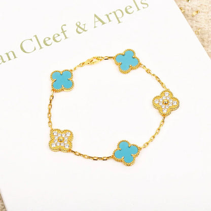 [Am jewelry] CLOVER 5 MOTIF TURQUOISE BRACELET COLLECTION