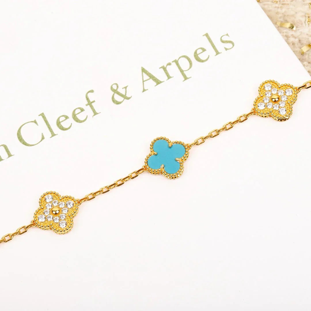 [Am jewelry] CLOVER 5 MOTIF TURQUOISE BRACELET COLLECTION