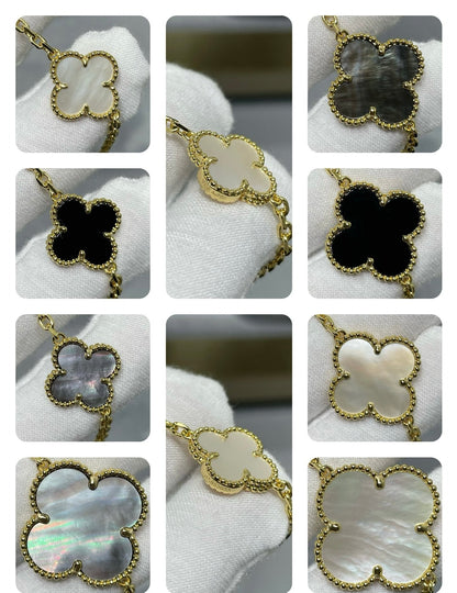[Am jewelry]CLOVER 16 MOTIF CHALCEDONY MOP Gold NECKLACE
