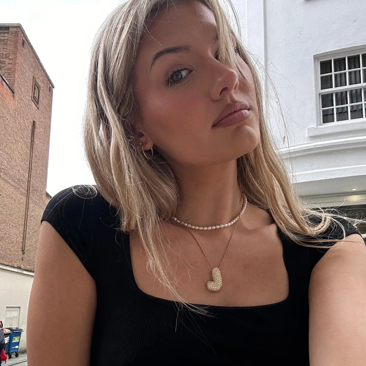 [AM Jewels]Bubble Initial Diamond Necklace