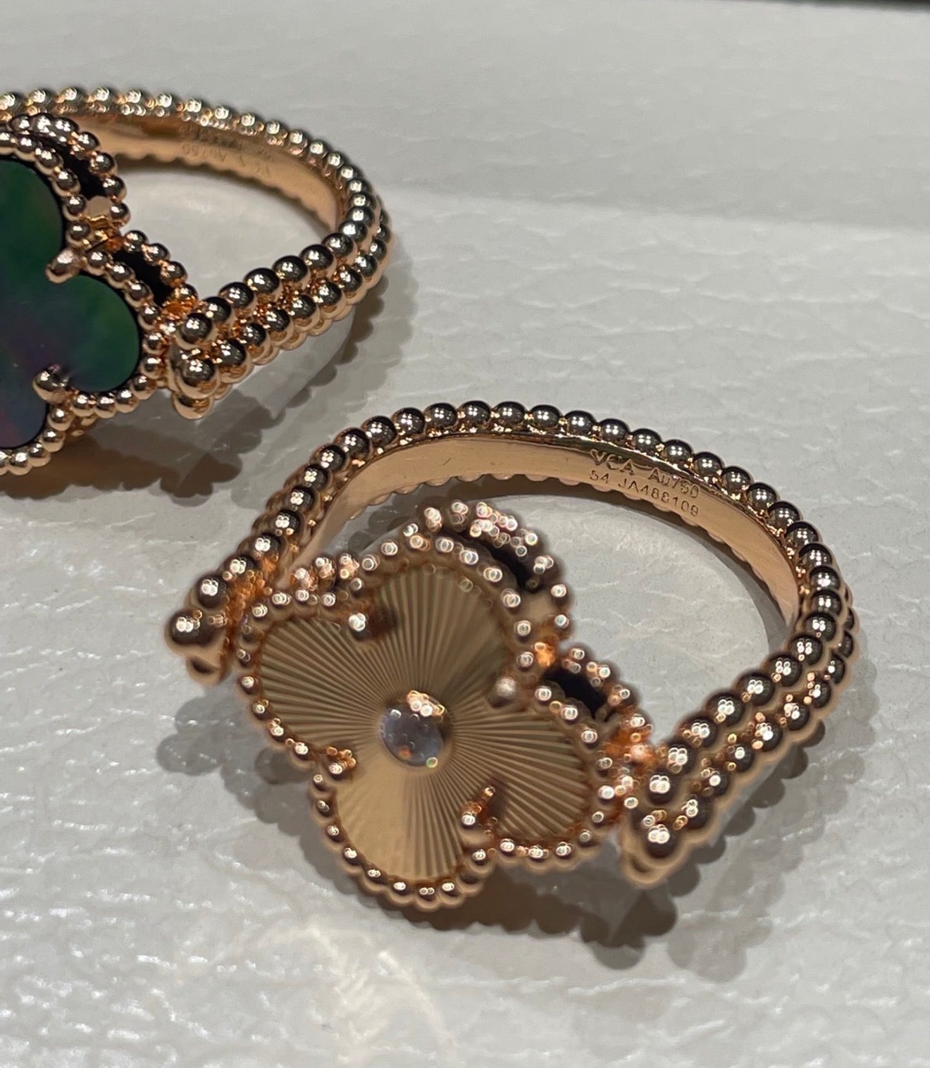 [Am jewelry]CLOVER RIVERSIBLE GRAY AGATE RING