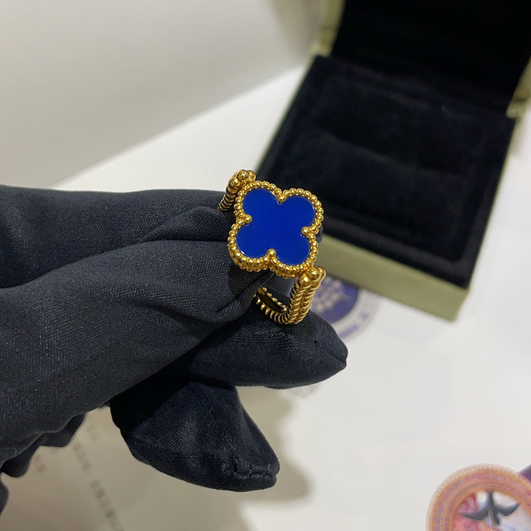 [Am jewelry]CLOVER RIVERSIBLE BLUE AGATE RING