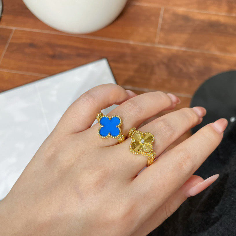 [Am jewelry]CLOVER RIVERSIBLE BLUE AGATE RING