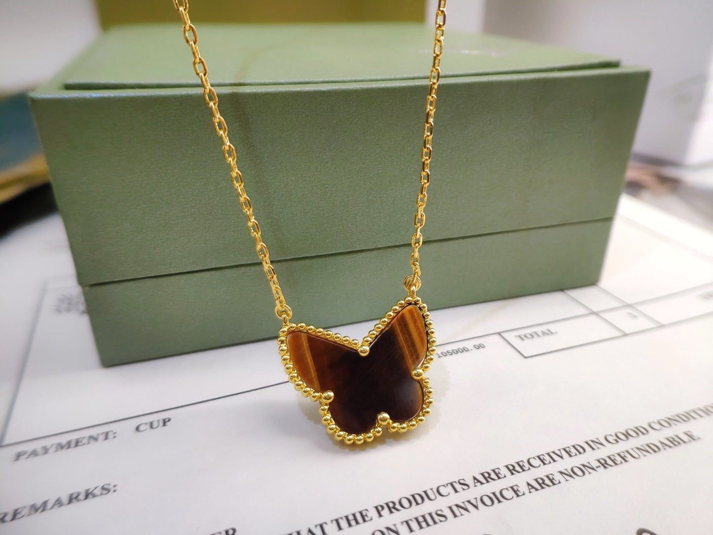 [Am jewelry] TIGER__ EYE BUTTERFLY NECKLACE